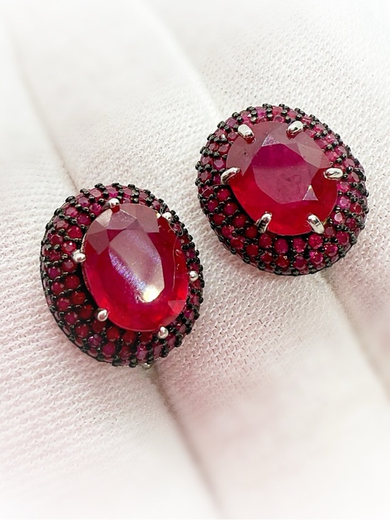Nordstrom Jewelry - 14k White Gold over Silver Ruby Earrings!